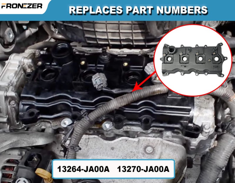FRONEZER Engine Valve Cover with Gasket, Bolts, PCV Valve & Oil Cap Compatible with 2007-2013 Nissan Altima Sentra SE-R 2.5L Replace# 13264-JA00A 13270-JA00A - Image 3